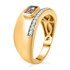 AAA Turkizit, Weißer Zirkon Ring 925 Silber Gelbgold Vermeil (Größe 19.00) ca. 0,97 ct image number 4