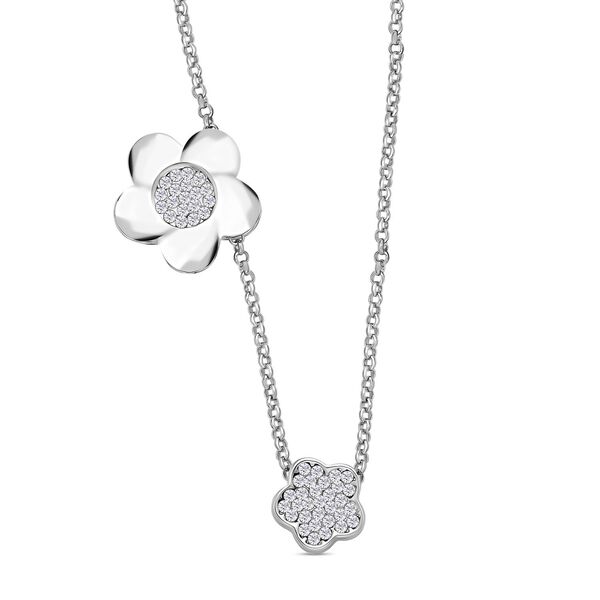 Wei&szlig;e Kristall-Halskette in Silberton, 50 cm - 0,50 ct. image number 0