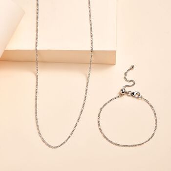 2er-Set - Figaro-Halskette und Armband , silber platiniert