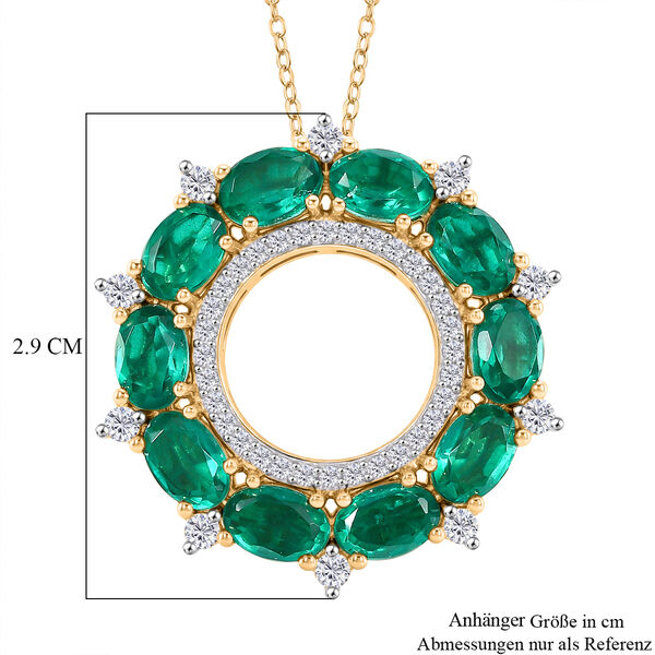 D'Joy Smaragd Triplett Quarz und Zirkon Anh&auml;nger mit 50cm Kette - 6,53 ct. image number 5