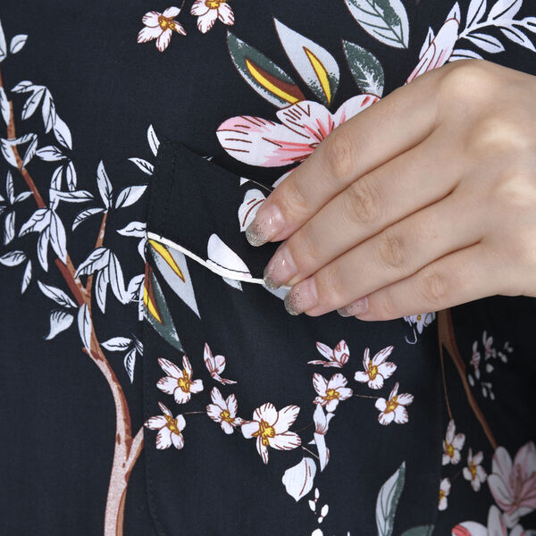 LA MAREY langes Nachthemd, Blumenmuster, Einheitsgröße Schwarz image number 6