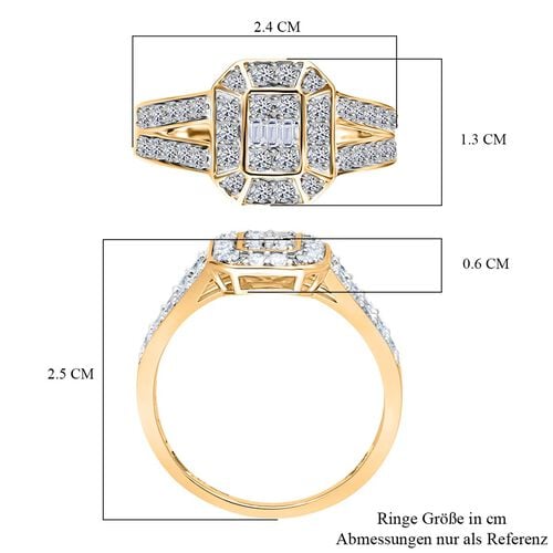 LUXURIOUS DIAMOND -Lab Grown Diamant SI Ring 925 Silber 750 Gelbgold Vermeil (Größe 21.00) ca. 1.00 ct image number 5