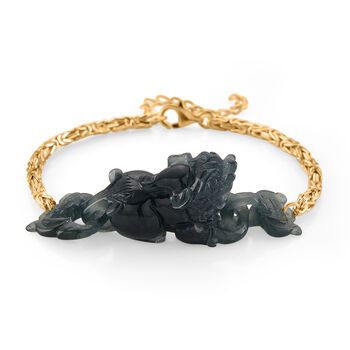 D'Joy Olmek Jadeit Armband ca. Flexibles cm 925 Silber Vergoldet ca. 8,50 ct.