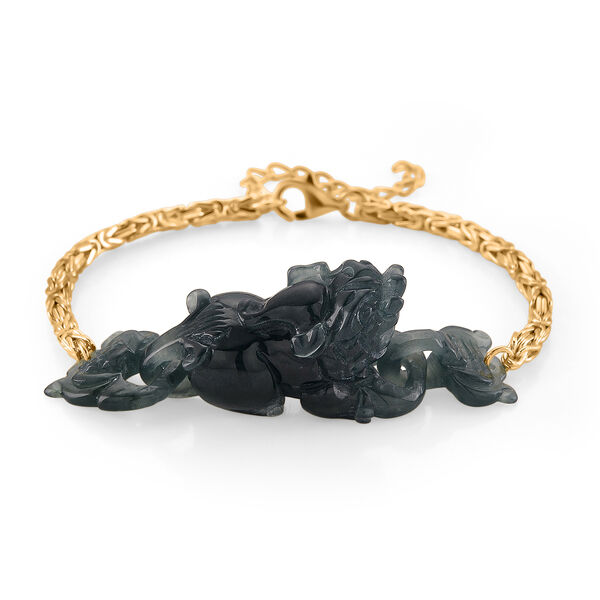 D'Joy Olmek Jadeit Armband ca. Flexibles cm 925 Silber Vergoldet ca. 8,50 ct.