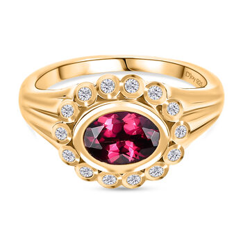 D'Joy nat&uuml;rlicher Rhodolith Granat und Zirkon Ring - 1,90 ct.