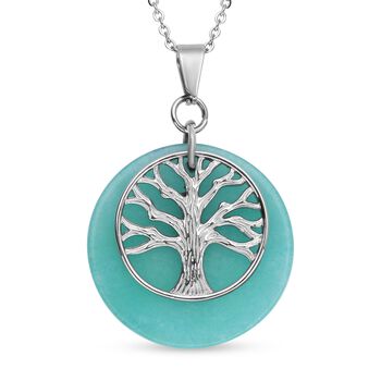 Amazonit-Anh&auml;nger mit Kette, reiner Edelstahl ca. 15,50 ct