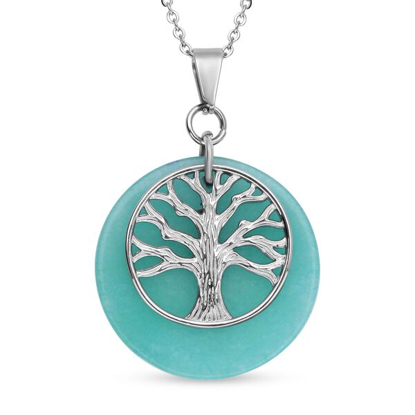 Amazonit-Anh&auml;nger mit Kette, reiner Edelstahl ca. 15,50 ct