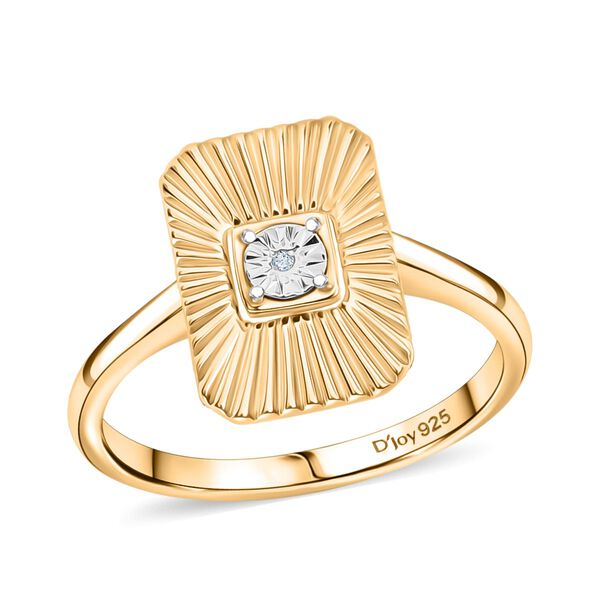 3er Set - D'Joy Wei&szlig;er Diamant Ohrringe, Ring und Anh&auml;nger 925 Silber Gelbes Gold (Gr&ouml;&szlig;e 17) image number 4