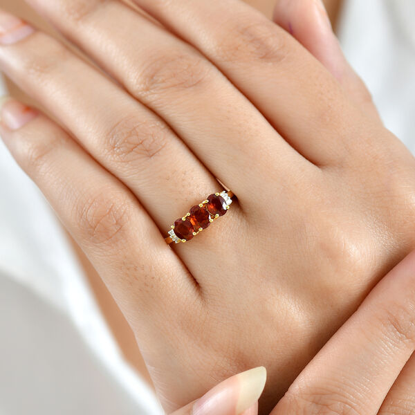 D'Joy AAA Hessonit Granat und weißer Diamant Ring - 1,30 ct. image number 3