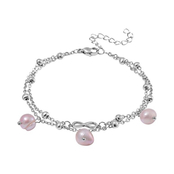 Mehrfarbiges S&uuml;&szlig;wasser Perlen Armband, ca. 19 cm + 5 cm Extender, Reiner Edelstahl image number 2