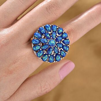 Simulierter blauer Opal Ring, flexibel (Gr&ouml;&szlig;e 17.00-19.00), 316L Edelstahl