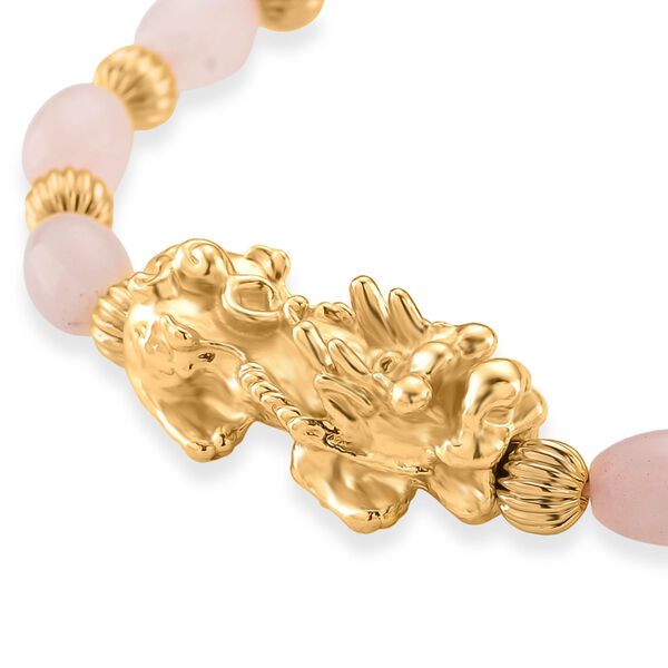 Rosenquarz Pixiu Armband, flexibel (ca. 18 - 19 cm), gelb vergoldet ca. 35.00 ct image number 4