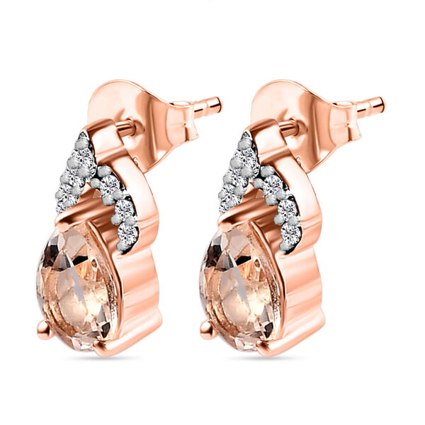 Morganit und wei&szlig;e Zirkon-Ohrringe, 925 Silber Ros&eacute;gold Vermeil ca. 0.84 ct image number 4