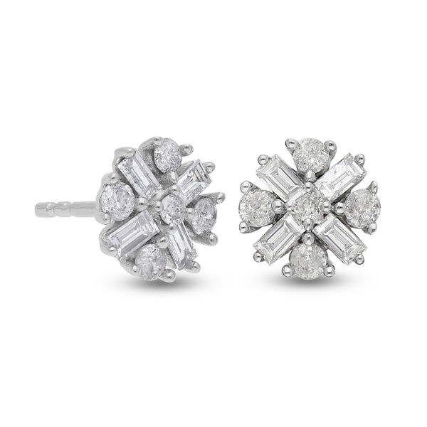 Florale Diamant-Ohrstecker in Wei&szlig;gold image number 4