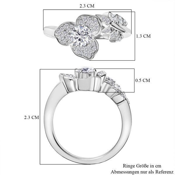 D'Joy Moissanit Ring 925 Silber rhodiniert (Größe 18.00) ca. 0.68 ct image number 6