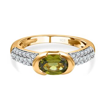 AA Vesuvianit, Wei&szlig;er Zirkon Ringe, 925 Silber Gelbgold Vermeil, (Gr&ouml;&szlig;e 18.00), ca. 1.04 ct