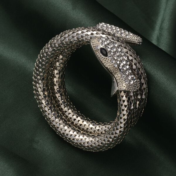 Kristall Schlange gewundenes Armband in Silberton - 1,70 ct. image number 2