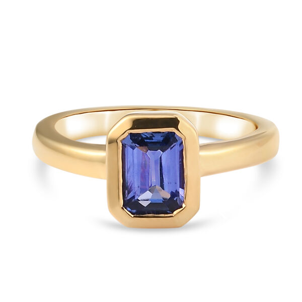 Tansanit Solit&auml;r Ring 925 Silber vergoldet  ca. 1,07 ct