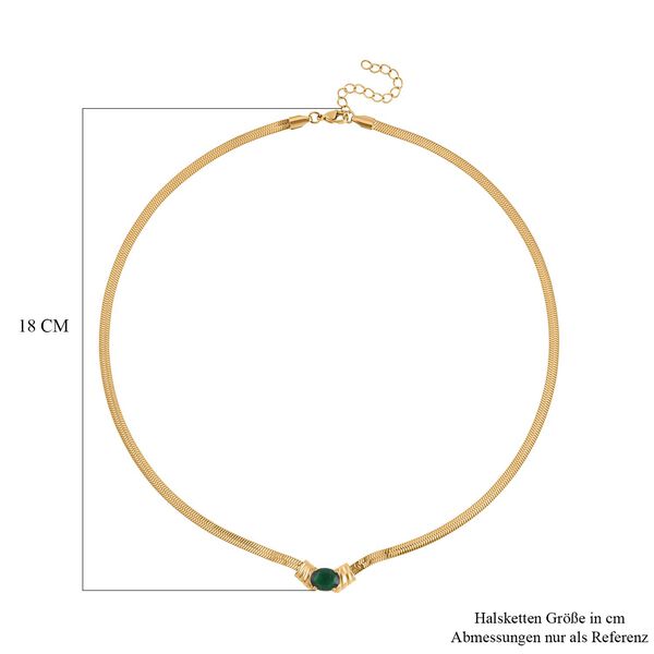2-teiliges Schmuckset, Halskette und Armband mit Grüner Kristallen, Edelstahl goldfarben image number 5