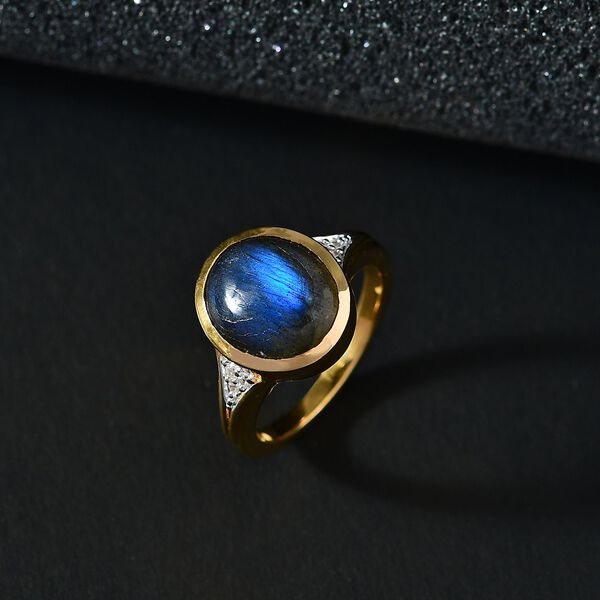 AAA Labradorit, Wei&szlig;er Zirkon Ring, ca. 6,26 ct image number 3