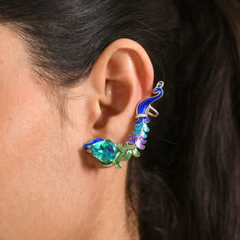 EverTrue Pfau Triplett Quarz emaillierte Ohrringe - 10,57 ct.