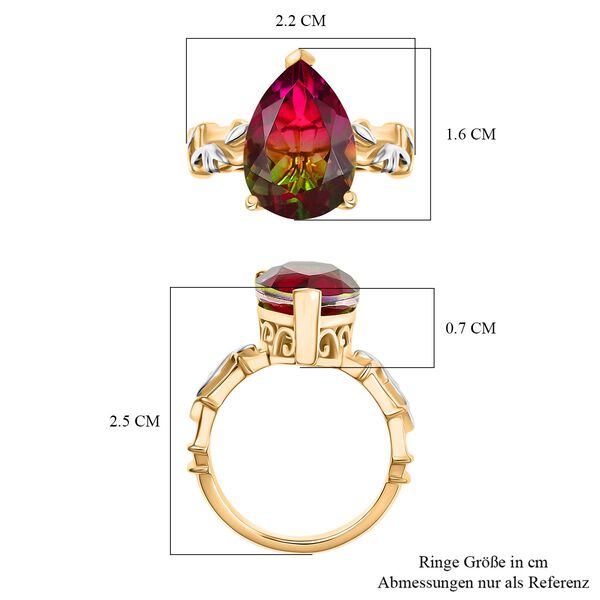 Blooming Petals - D joy Wassermelonen Quarz Triplette Ring 925 Silber platiniert und vergoldet (Gr&ouml;&szlig;e 18.00) ca. 5.67 ct image number 7