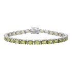 Natürliches Peridot Armband, ca. 20 cm, 925 Silber platiniert ca. 14.40 ct
