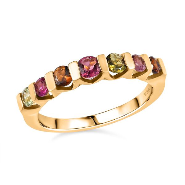 Mehrfarbiger-Turmalin Ring, 925 Silber vergoldet (Größe 19.00) ca. 0.70 ct image number 4