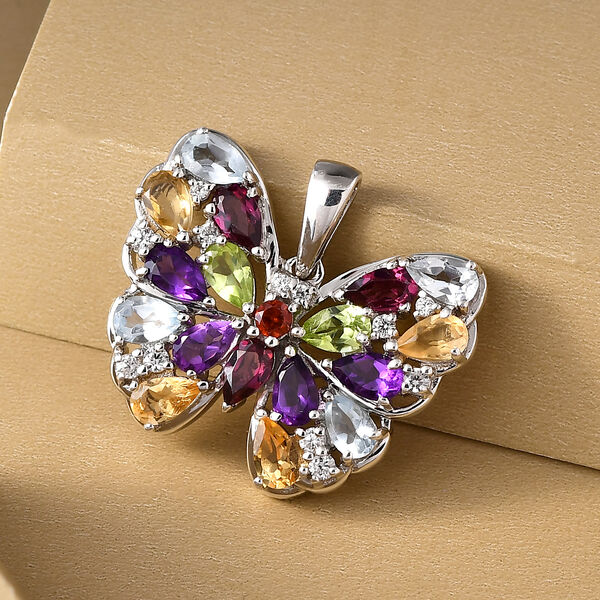 Mehrfarbiger Edelstein-Anh&auml;nger, 925 Silber platiniert ca. 4,15 ct image number 3