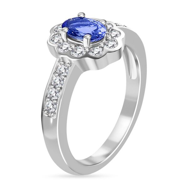 AA Tansanit Ring 925 Silber Platin-Überzug image number 5