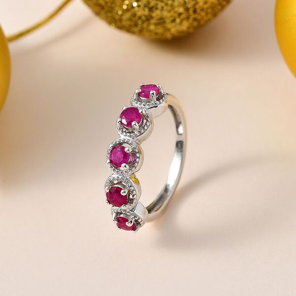 Afrikanischer Rubin (Fissure gefüllt) Ring, 925 Silber platiniert, (Größe 21.00) ca. 0.88 ct image number 2