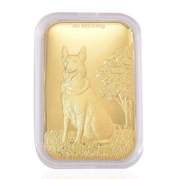999er Feingold Plättchen mit Schäferhundmotiv image number 0