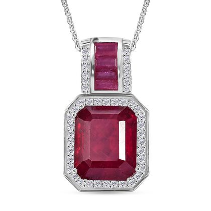 D'Joy AA Afrikanischer Rubin (Fissure gef&uuml;llt) Schmuckset ca. 50 cm 925 Silber rhodiniert ca. 10.08 ct