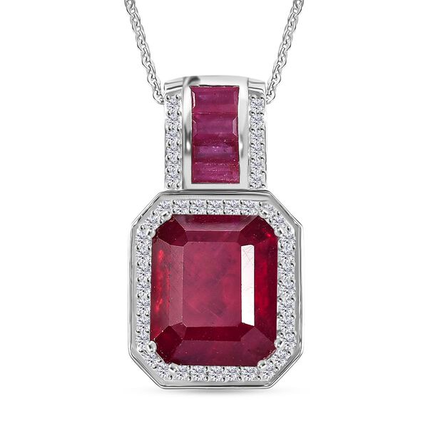 D'Joy AA Afrikanischer Rubin und Moissanit Anh&auml;nger mit 50cm Kette - 10,08 ct.