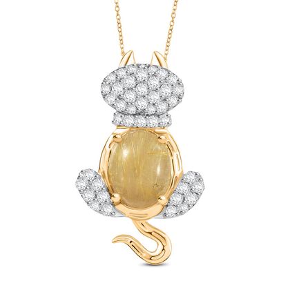 GP Trionfo Kollektion - Goldener Rutil Quarz, Kanchanaburi Blauer Saphir Schmuckset 925 Silber 750 Gelbgold Vermeil ca. 4.41 ct