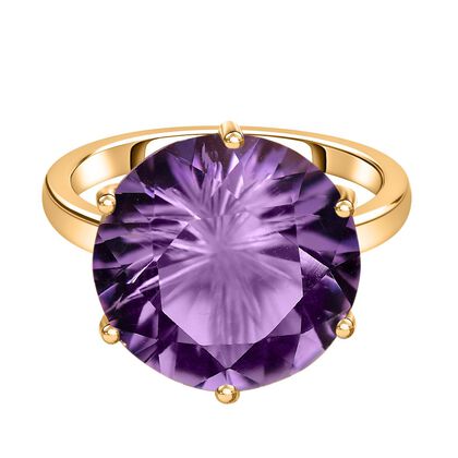 Sternlicht-Schliff Rose De France Amethyst Ring, 925 Silber 750 Gelbgold Vermeil (Gr&ouml;&szlig;e 18.00) ca. 9.52 ct