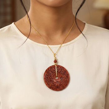 Rote Jade Halskette ca. 50 cm 925 Silber vergoldet ca. 155,00 ct.