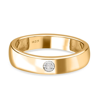 Weißer Diamant P2 Ring, 925 Silber Gelbgold Vermeil (Größe 17.00)
