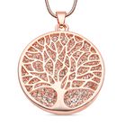 Weißer Kristall Lebensbaum-Anhänger mit Kette, roséfarben