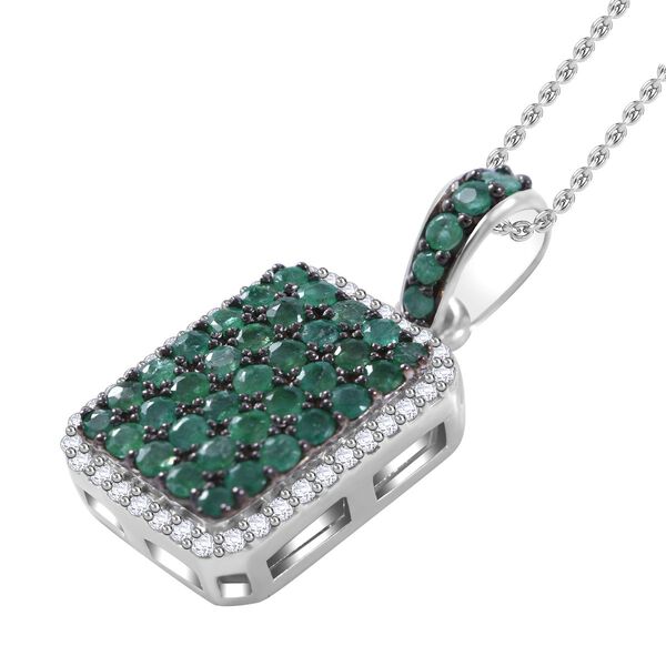 AA Kagem sambischer Smaragd und Zirkon-Anh&auml;nger mit 45cm Kette - 2,24 ct. image number 2