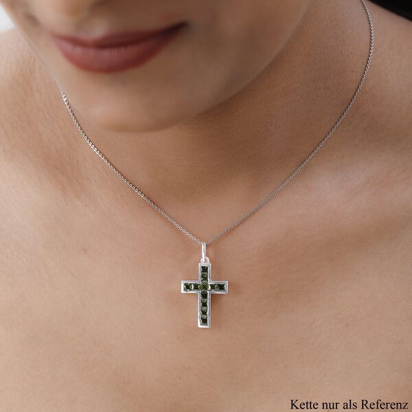 Peridot Zirkonia Kreuz Anh&auml;nger 925 Silber ca. 2.45 ct image number 2