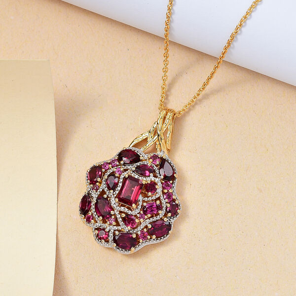GP Italian Garden Kollektion- Rhodolith Granat und Kanchanaburi blauer Saphir-Anh&auml;nger mit 45cm Kette - 8,07 ct. image number 9