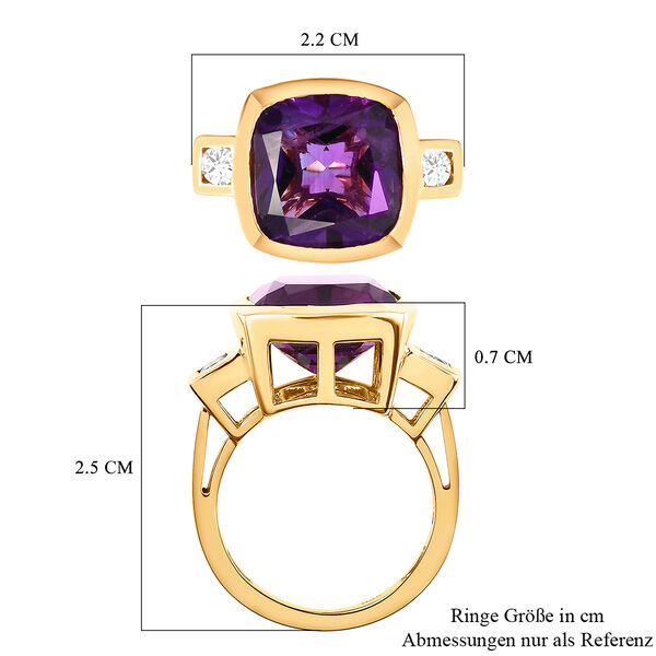 Lusaka Amethyst und wei&szlig;er Zirkon-Ring, 925 Silber vergoldet  ca. 6,71 ct image number 7