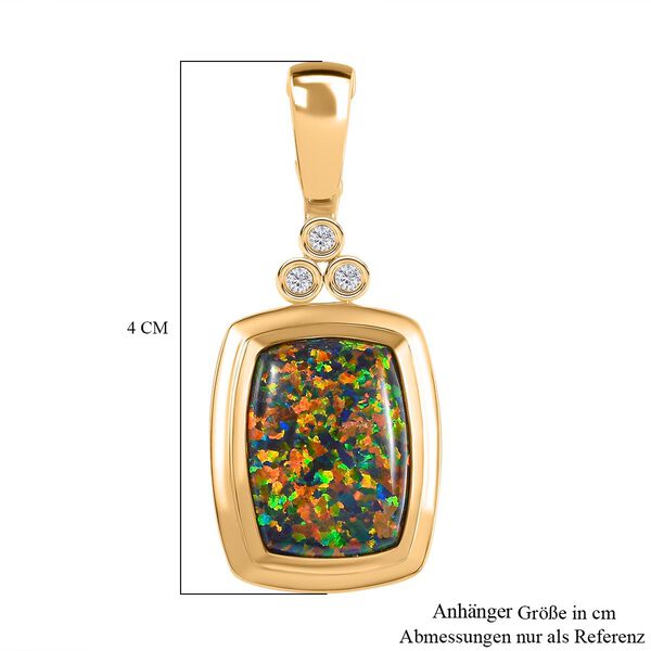 Labor schwarzer Opal und Zirkon-Anh&auml;nger - 4,22 ct. image number 6