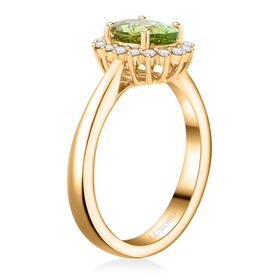 LUXORO zertifiziert und geprüft AAA grüner Turmalin und Diamant Ring in 417 Gold - 1,6 ct.