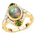 Natürlicher Äthiopischer Opal und Natürlicher Chromdiopsid Ring 925 Silber vergoldet  ca. 1,58 ct image number 3