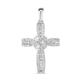 Weißer Diamant P Anhänger 925 Silber platiniert ca. 0.50 ct