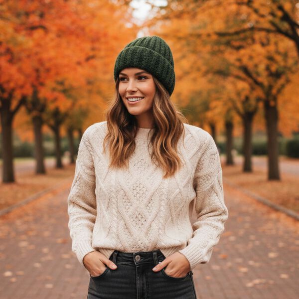 Rippstrick-Mütze mit Teddyfutter, Einheitsgröße, Grün image number 2