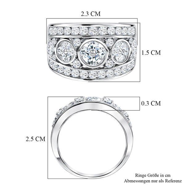 LUSTRO STELLA - Wei&szlig;er Zirkonia Ring, 925 Silber platiniert (Gr&ouml;&szlig;e 17.00) ca. 3,07 ct image number 5
