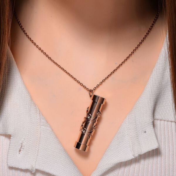 Mehrfarbige Zirkonia-Halskette in Roségoldton, 75+5 cm image number 2